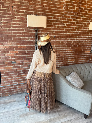 Brown Plaid Ruffle Skirt