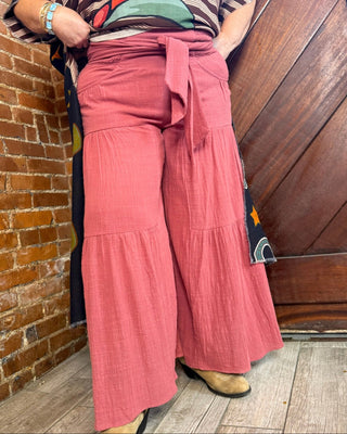 Rosewood Tiered Wide-Leg Pants