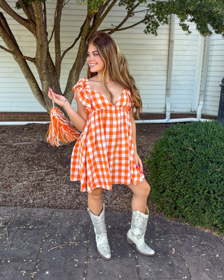 TN Orange Checkered Dress