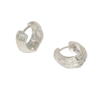 Ribbed Silver Hoops