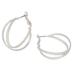 Textured Silver Twist Hoop