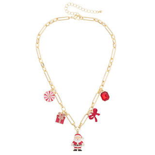 Jolly Santa Multi Charm Necklace