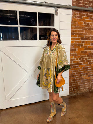 Golden Meadow Velvet Dress