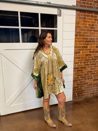 Golden Meadow Velvet Dress