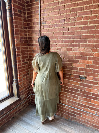Weathered Sage Tiered Dress