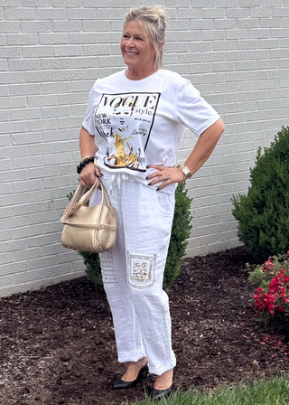 Luxe Linen Embellished Statement Pants