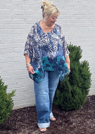 High Rise Cuffed Wide Leg Jean