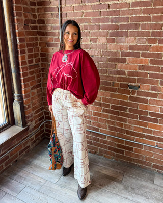 Howdy Cowgirl Print Pants