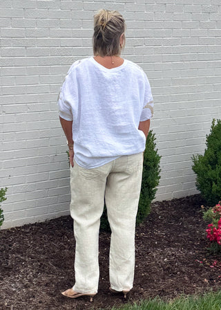Luxe Linen Embellished Statement Pants