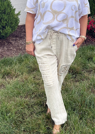 Luxe Linen Embellished Statement Pants