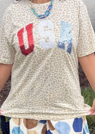 Americana Leopard Graphic Tee