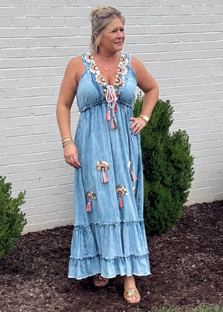 Casual Tide Tiered Denim Dress