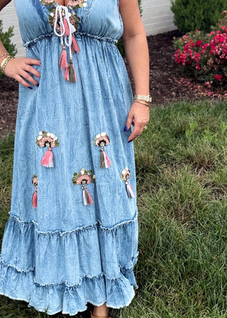 Casual Tide Tiered Denim Dress