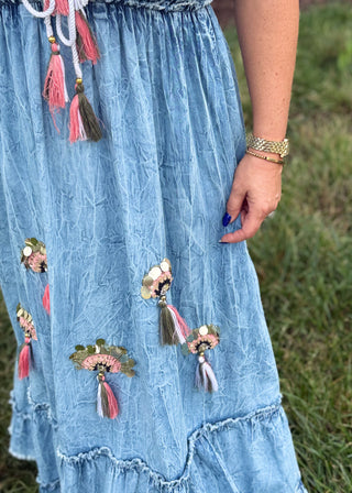 Casual Tide Tiered Denim Dress
