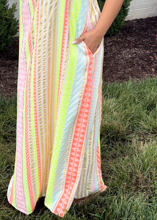 Neon Sunset Halter Dress