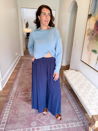 Periwinkle Twist Sweater