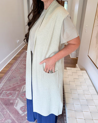 Stone Sleeveless Duster