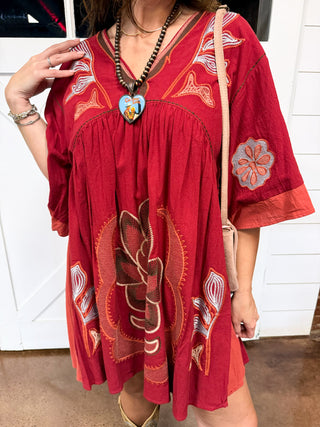 Desert Bloom Embroidered Dress
