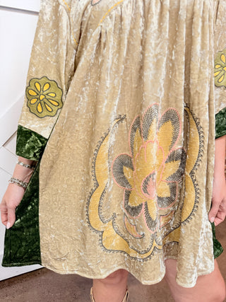Golden Meadow Velvet Dress