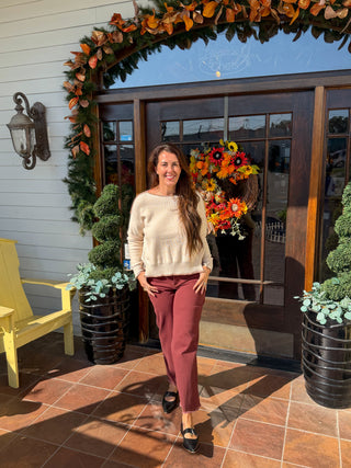 Wine Frayed Bottom Pant