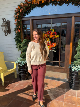 Wine Frayed Bottom Pant