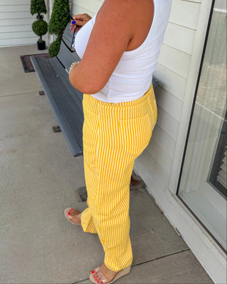 Sunshine Striped Mid Rise Pants
