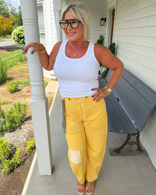 Sunshine Striped Mid Rise Pants