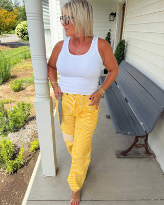 Sunshine Striped Mid Rise Pants