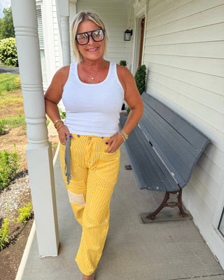 Sunshine Striped Mid Rise Pants
