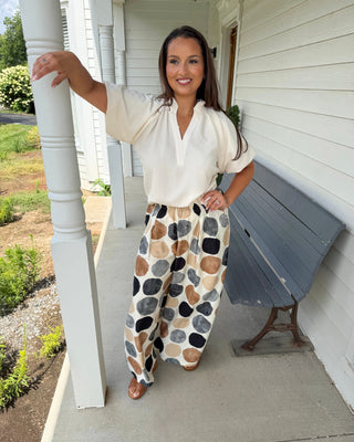 Scalloped Hem Cream Top