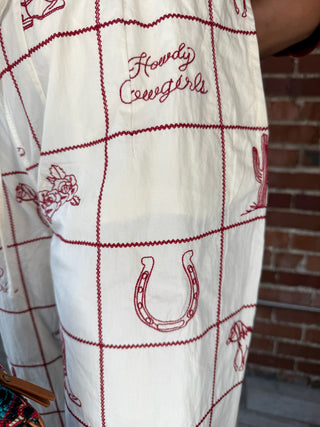 Howdy Cowgirl Print Pants